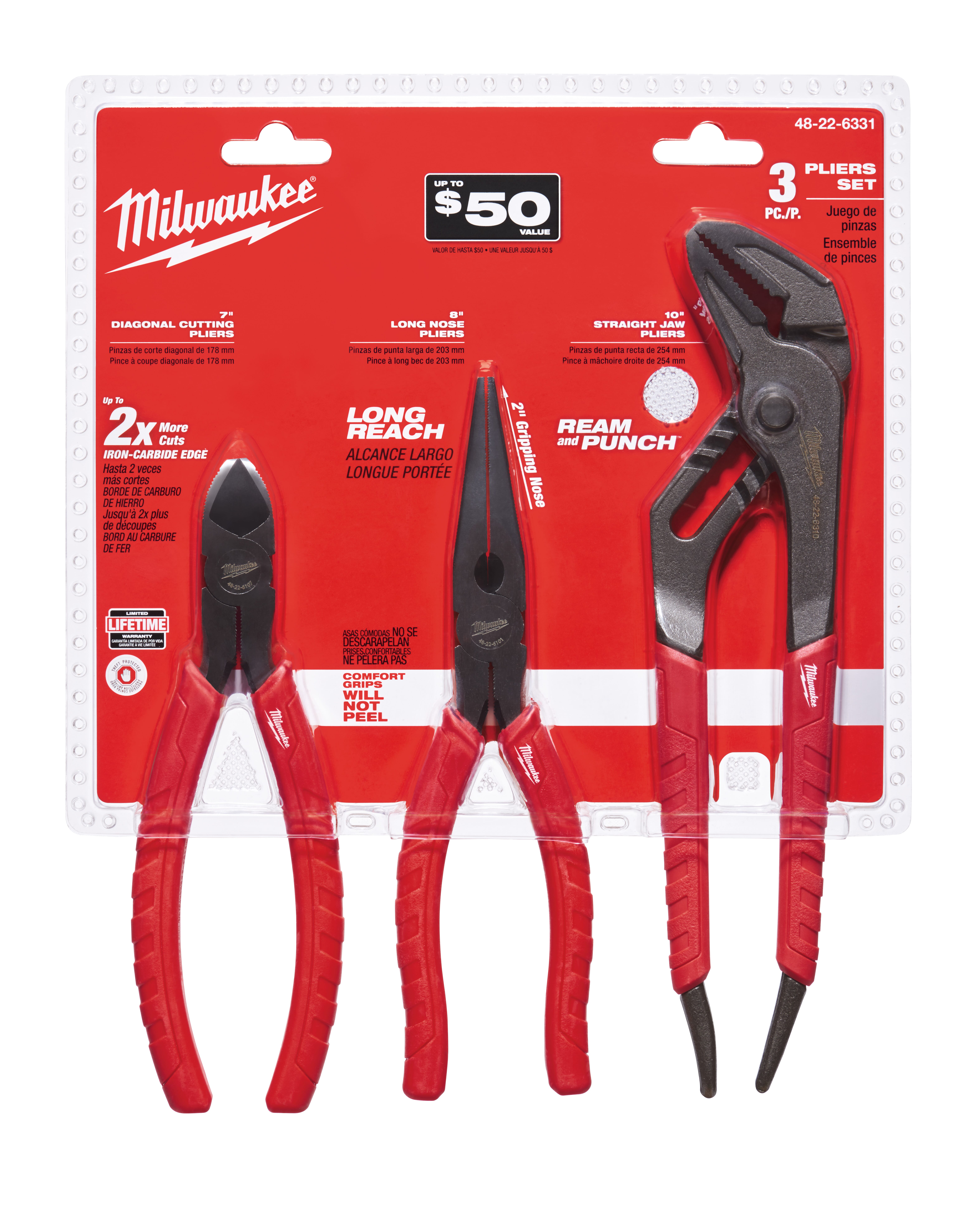 Milwaukee® 48-22-6331 Plier Kit With Fixed Pocket, 3 Pieces